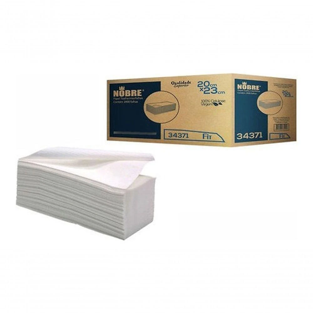 Toalheiro Clássico ABS para Papel Interfolha Kit com 2000 Folhas 100% Celulose Virgem Branco