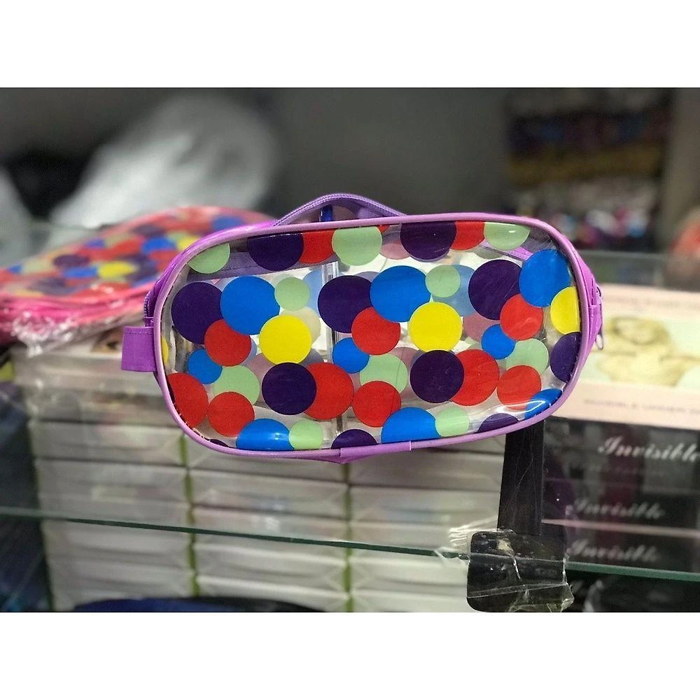 Estojo Escolar OEM Bolsinha Transparente em Polipropileno 23x11x5 cm Modelo Lilascombolinhas Lilás