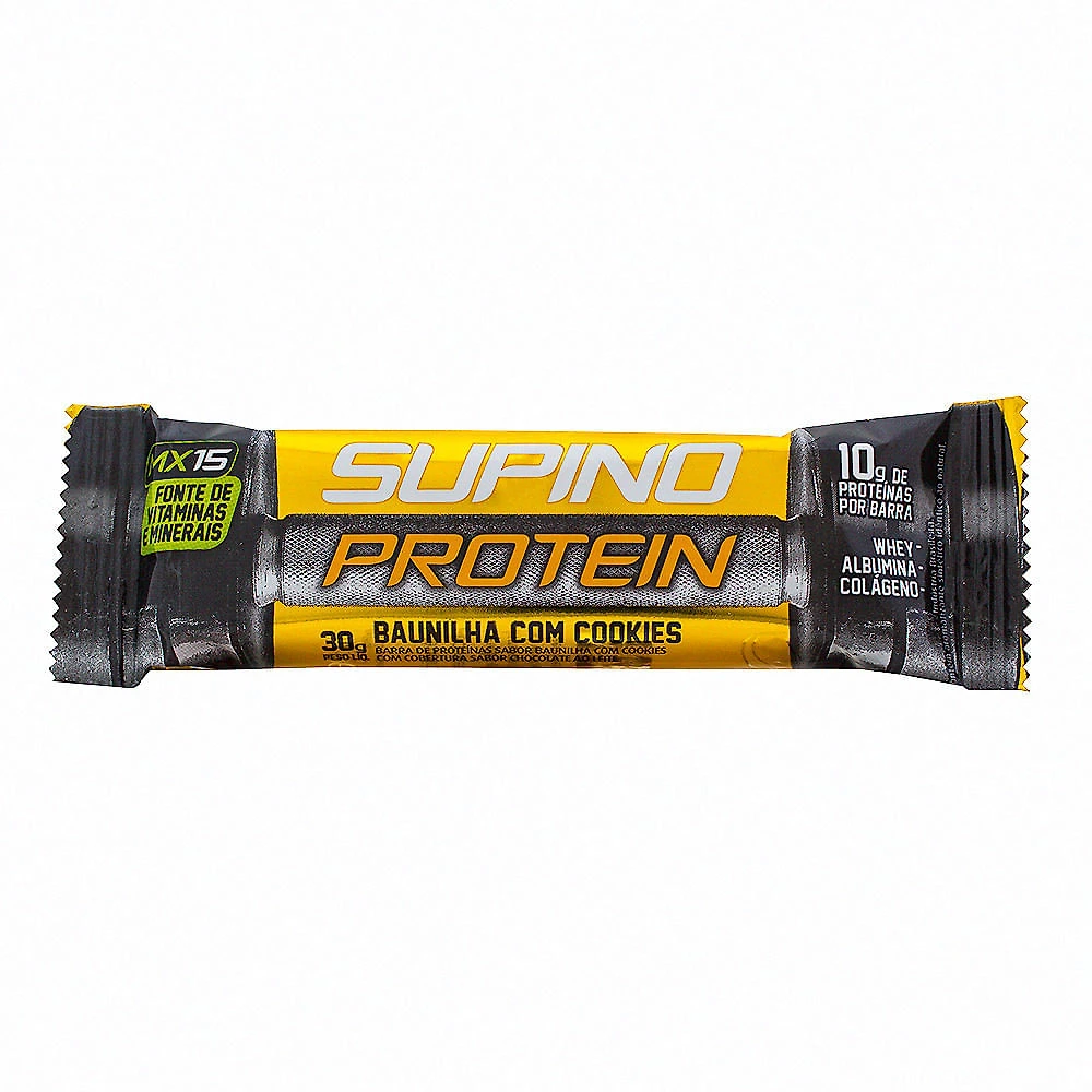 Barra de Proteína Supino Protein Baunilha com Cookies com 30g