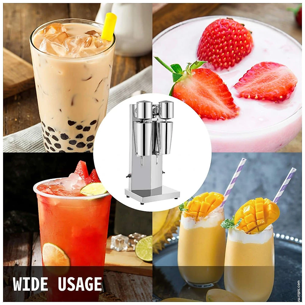 Mixer de Milkshake VEVOR Dupla Cabeça Inox 800ml 2 Velocidades 180W 110V