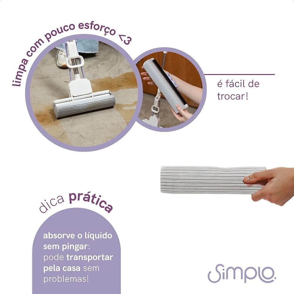 Refil Para Mop Simplo Slim Esponja Alavanca
