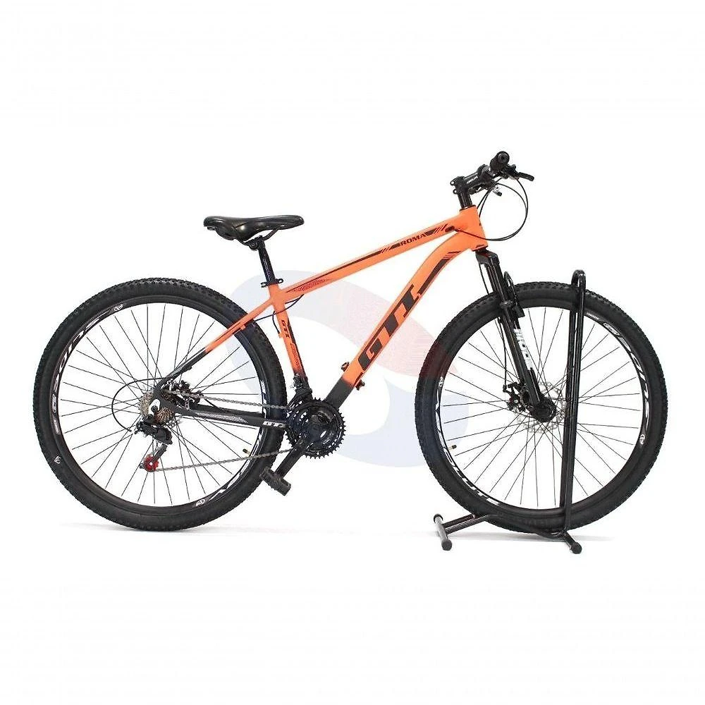 Bicicleta Aro 29 Gti Roma Alumínio 21v Freio A Disco Garfo Suspensão - Preto-laranja Tam.17