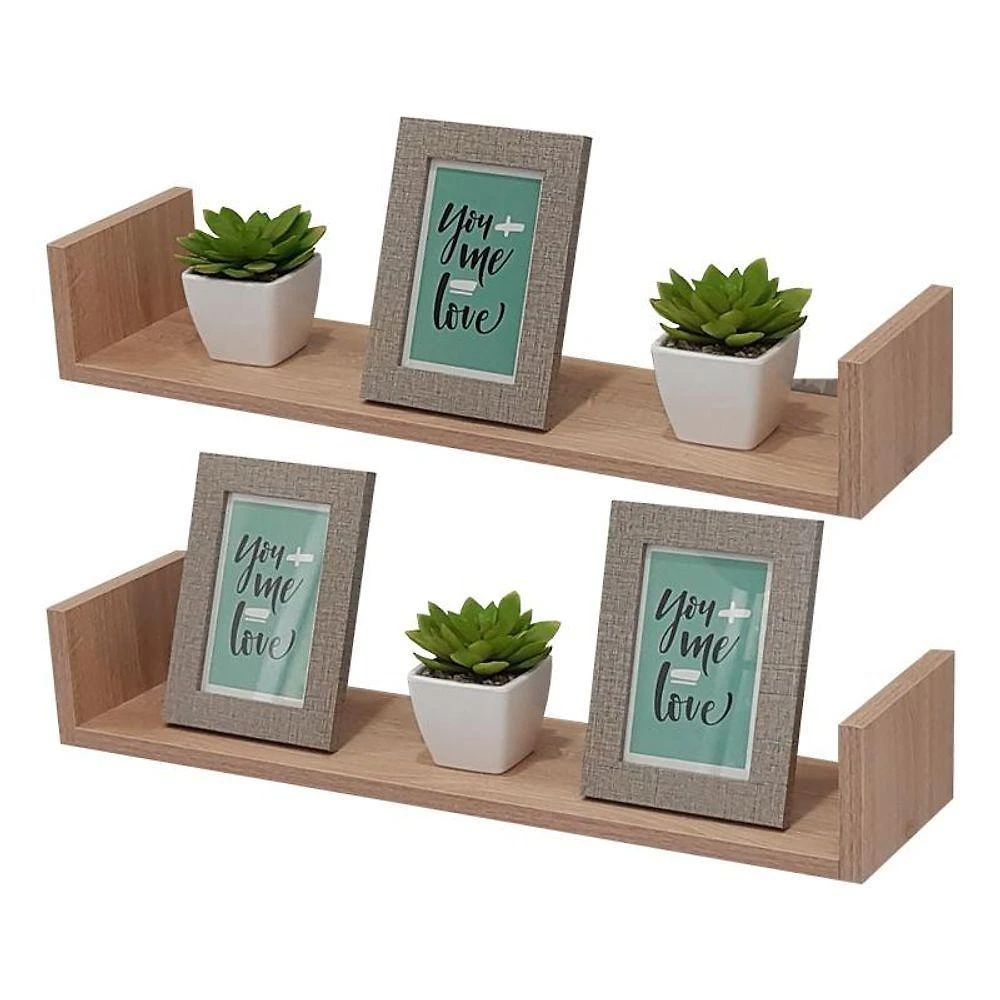 Prateleira Kit 2 Unidades 100 X 15cm MDP Suporte Invisível Organizador Moderno Bege Mercado