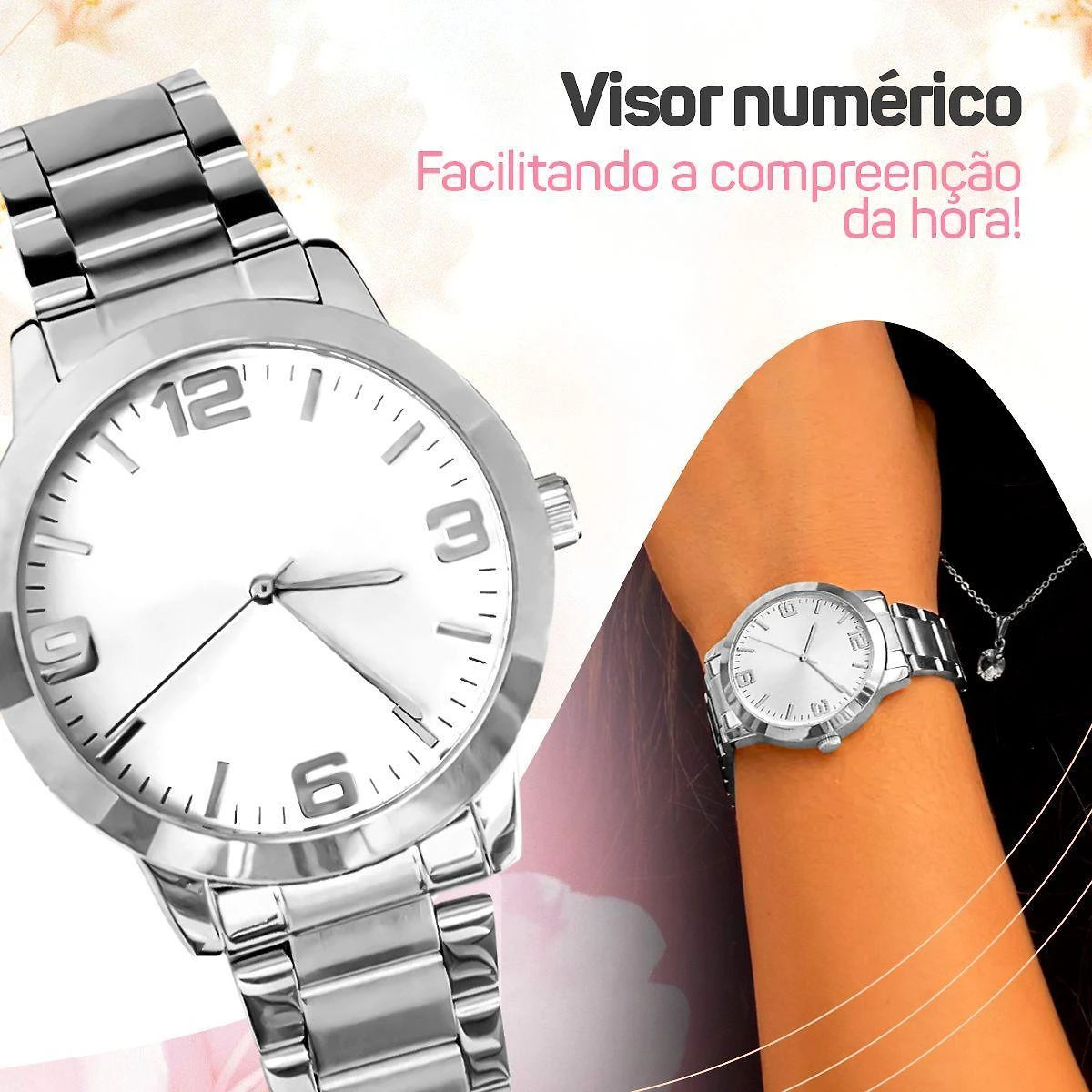 Relógio Feminino Prata Aço Inox Prova Dágua + Caixa +