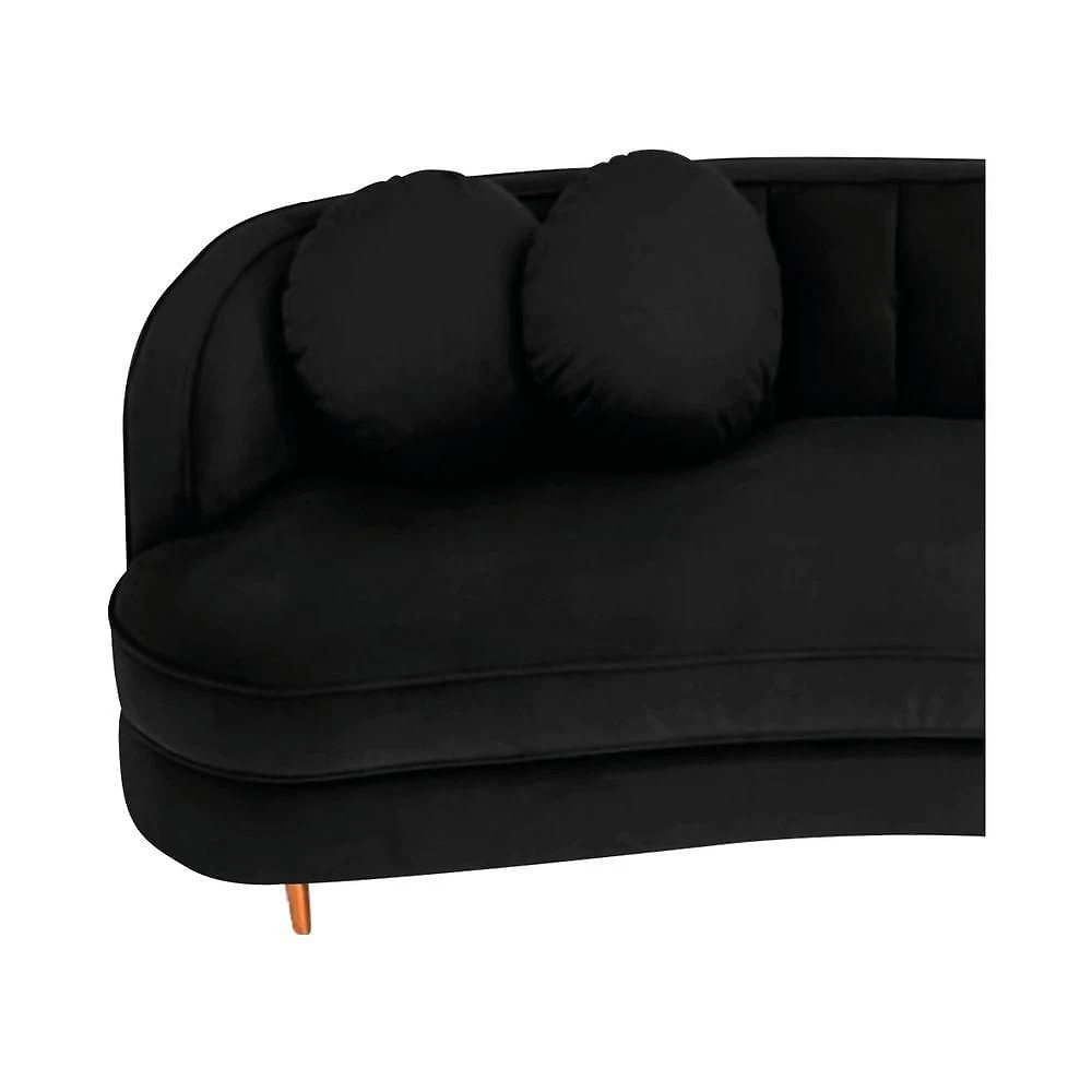 Miniatura Sofá Curvo 2 Lugares Orgânico Sala Recepção Escritório Decorativo Luxo Panamá 160cm Suede Cor Preto