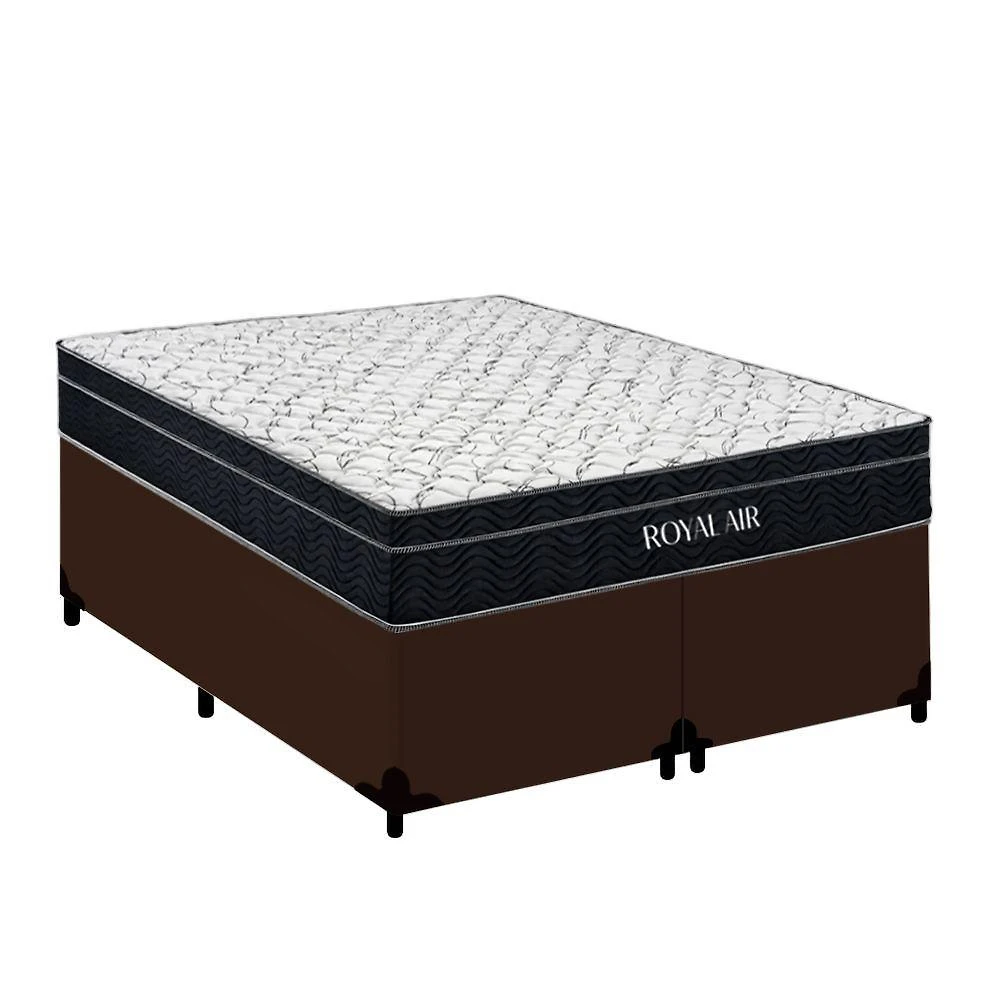 Cama Box Casal Royal Air Pillow Top Molas Ensacadas Sintético Marrom