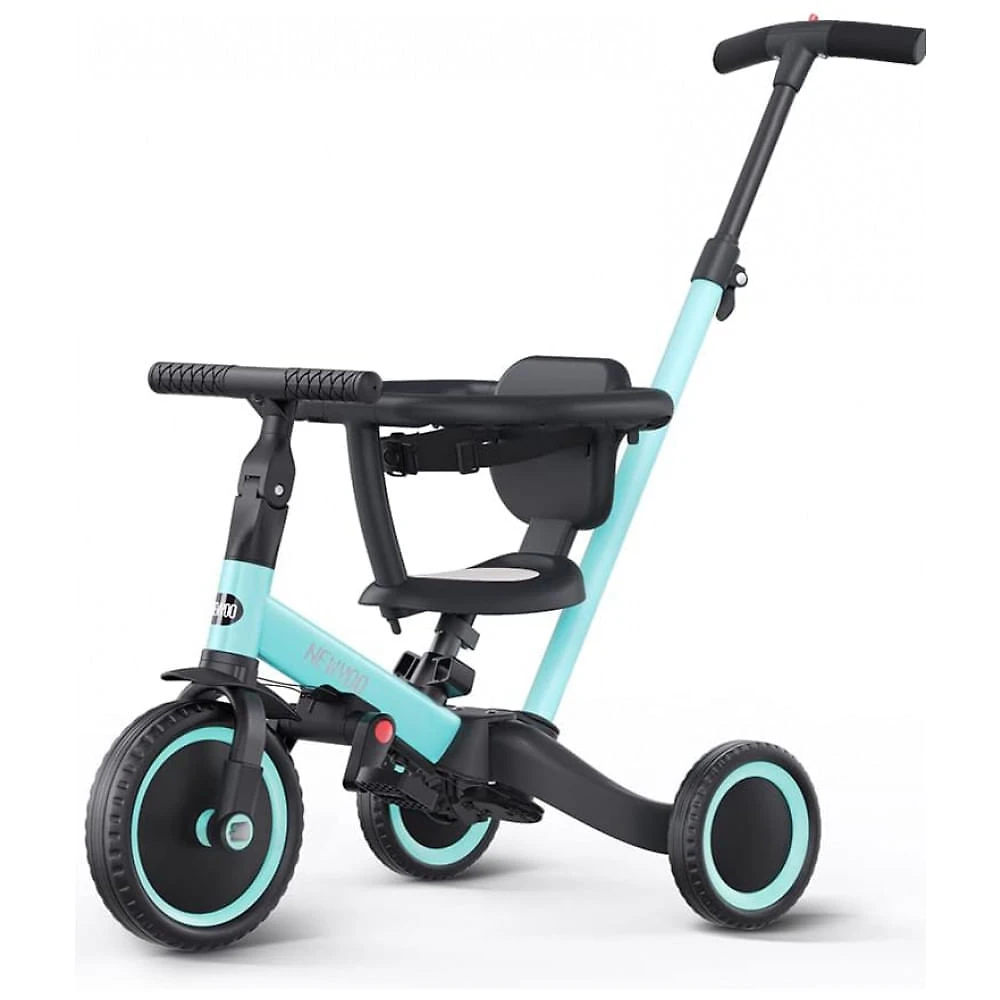 Triciclo Infantil 5 em 1 com Alça para os Pais, Protetor de Segurança e Cinto de Segurança, Newyoo TR008, Azul Claro