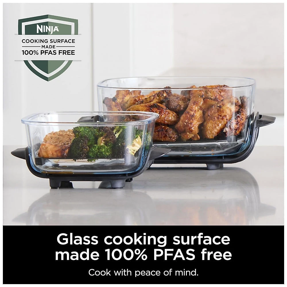 Ninja Crispi Air Fryer Fritadeira 5 em 1, 3,78 litros, 2,36 litros, 6 Copos de Vidro com Placas Crocantes e Tampas de Armazenamento