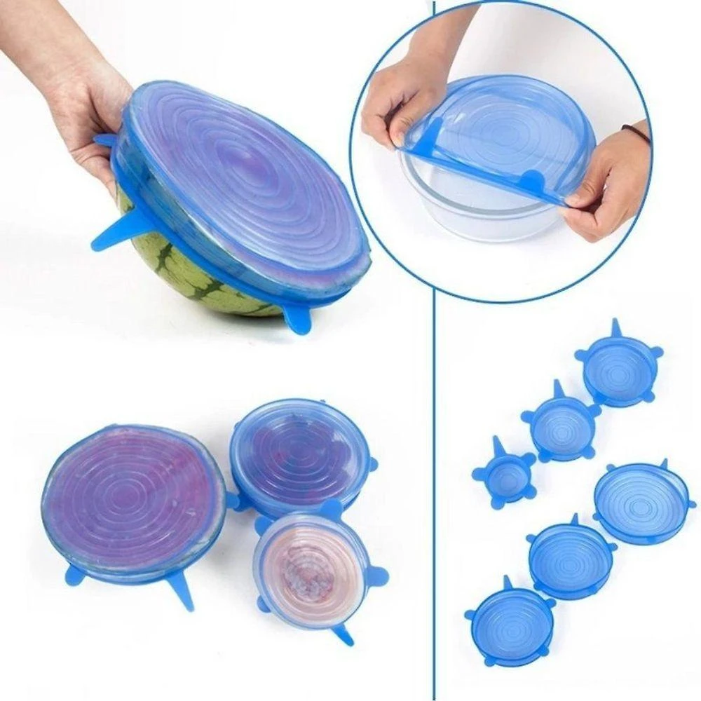 Kit 6 Super Tampas Potes Universal Stresh Silicone Premium - Ud