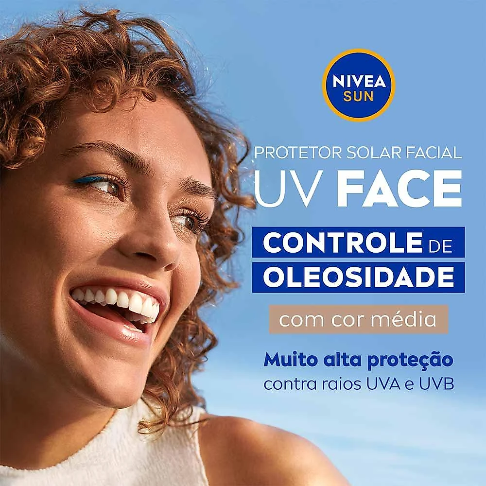 Nivea sun protetor solar uv face controle de oleosidade cor média fps 60