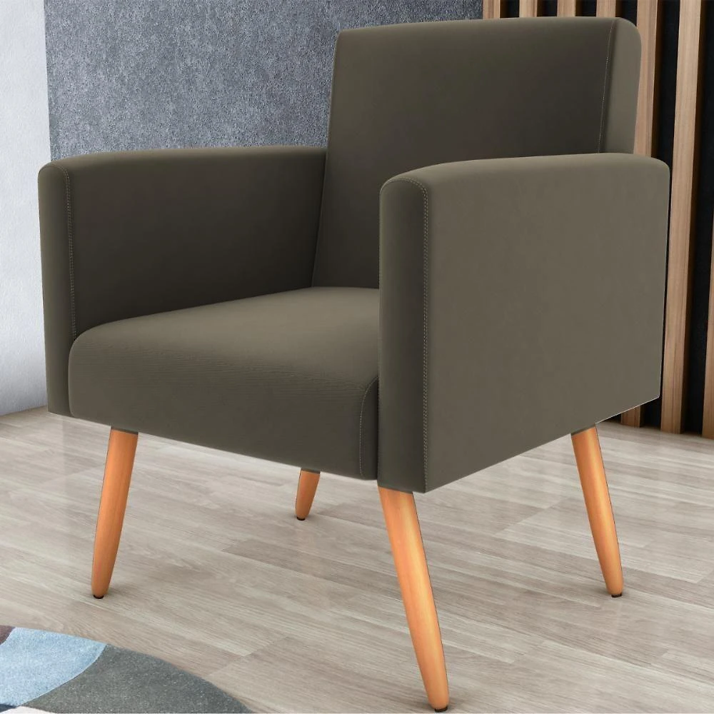 Poltrona Para Decoração Sara Suede Cappuccino