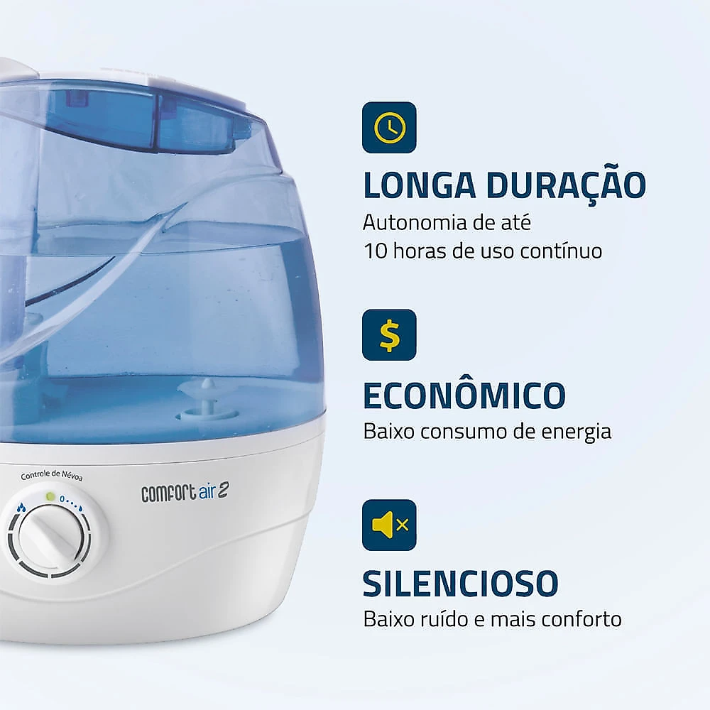 Umidificador de Ar Ultrassônico Mondial Comfort Air 2 NUA-02 UMIDIFICADOR DE AR-BIV-BRANCO/AZUL