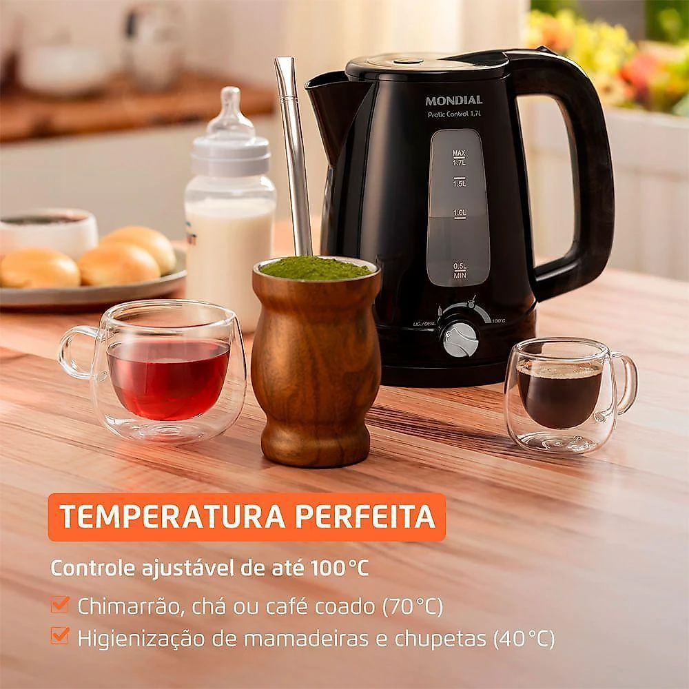 Chaleira elétrica mondial pratic control ce-17-bc 17l preto 1200w 110v