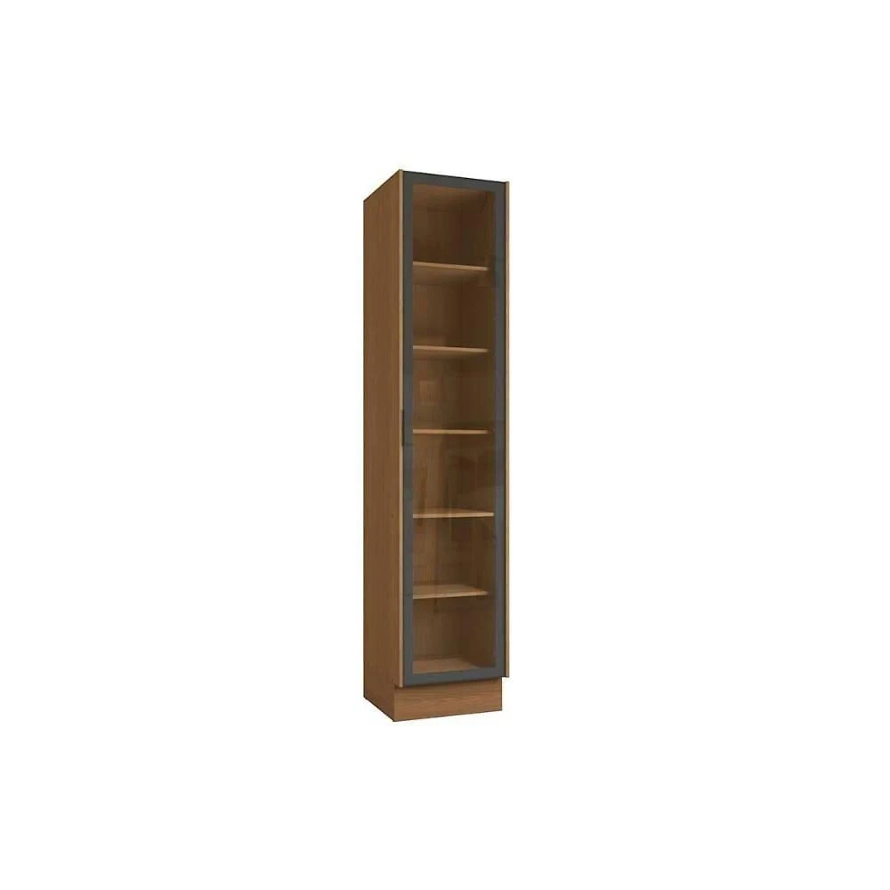 Paneleiro de Cozinha Vibra com 1 Porta e 5 Prateleiras em MDF-MDP 50CM Canela e Grafite