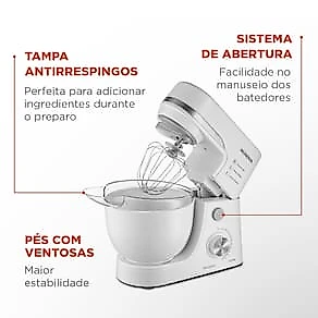 Batedeira Planetária Mondial BP-03W-2B com 12 Velocidades e 700W - Branca 110V