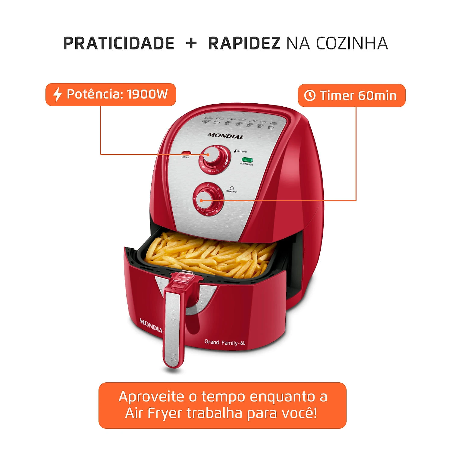 Fritadeira Sem Óleo Air Fryer 6 Litros AFN-60-RI Mondial 127V