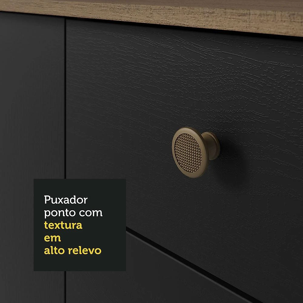 Kit Área de Serviço Lavanderia 235cm Rustic/Preto Gourmet Madesa Rustic/Preto