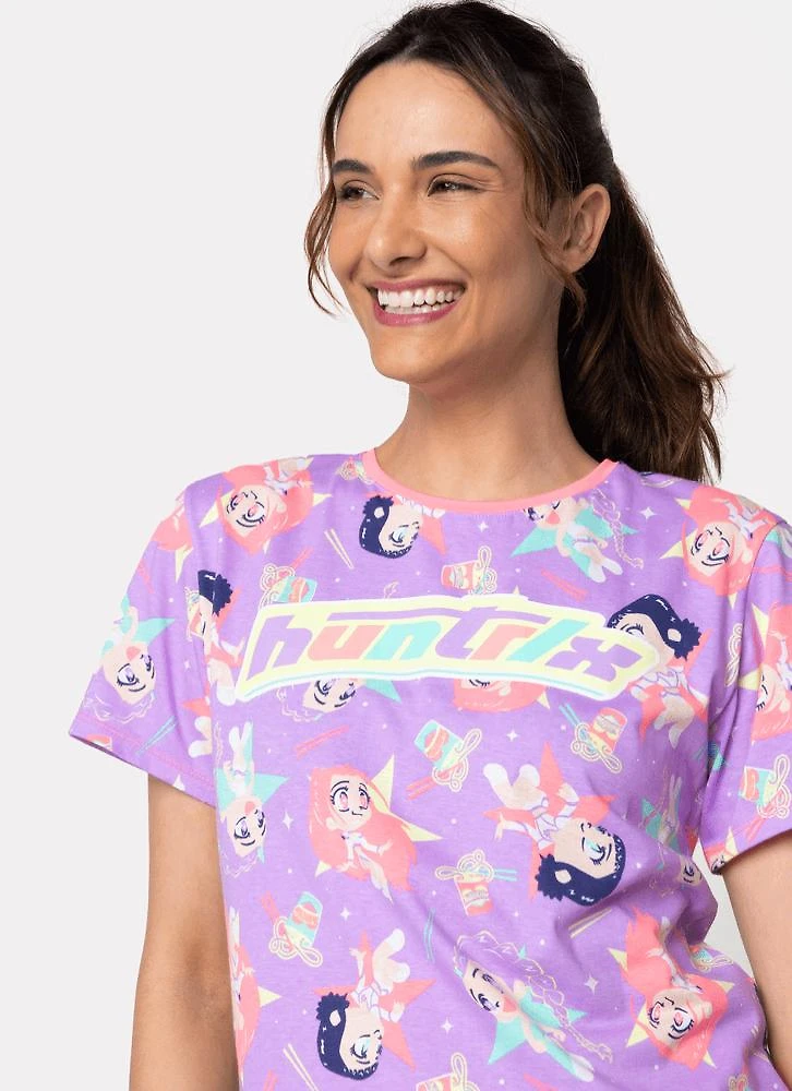 Pijama manga curta algodão feminino guerreiras do k-pop