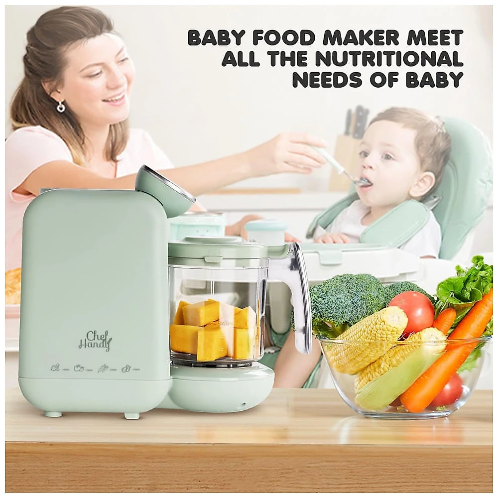 Processador de Alimentos para Bebê 5 em 1 Multifuncional e Inteligente, 110V, Chefhandy, Verde