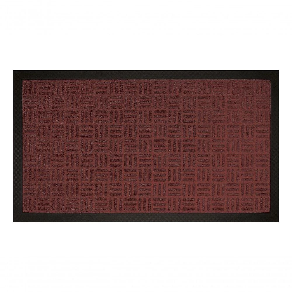 Capacho Textura Quadriculada Com Borda Fenice Marrom 69x39cm - Uzoo Tapete Fenice Liso 69x39cm Marrom