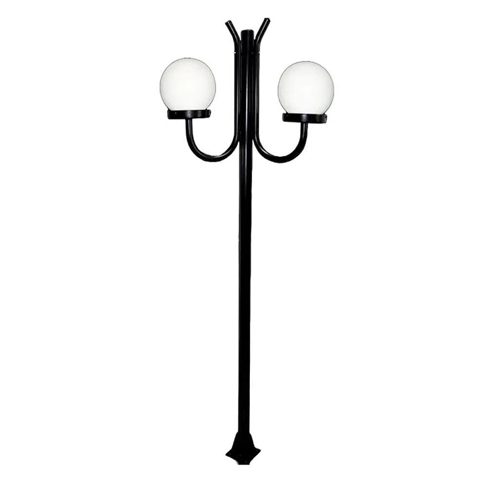 Poste Luminária Globo P Duplo Braço Curvo 200cm Preto Ouro Minas