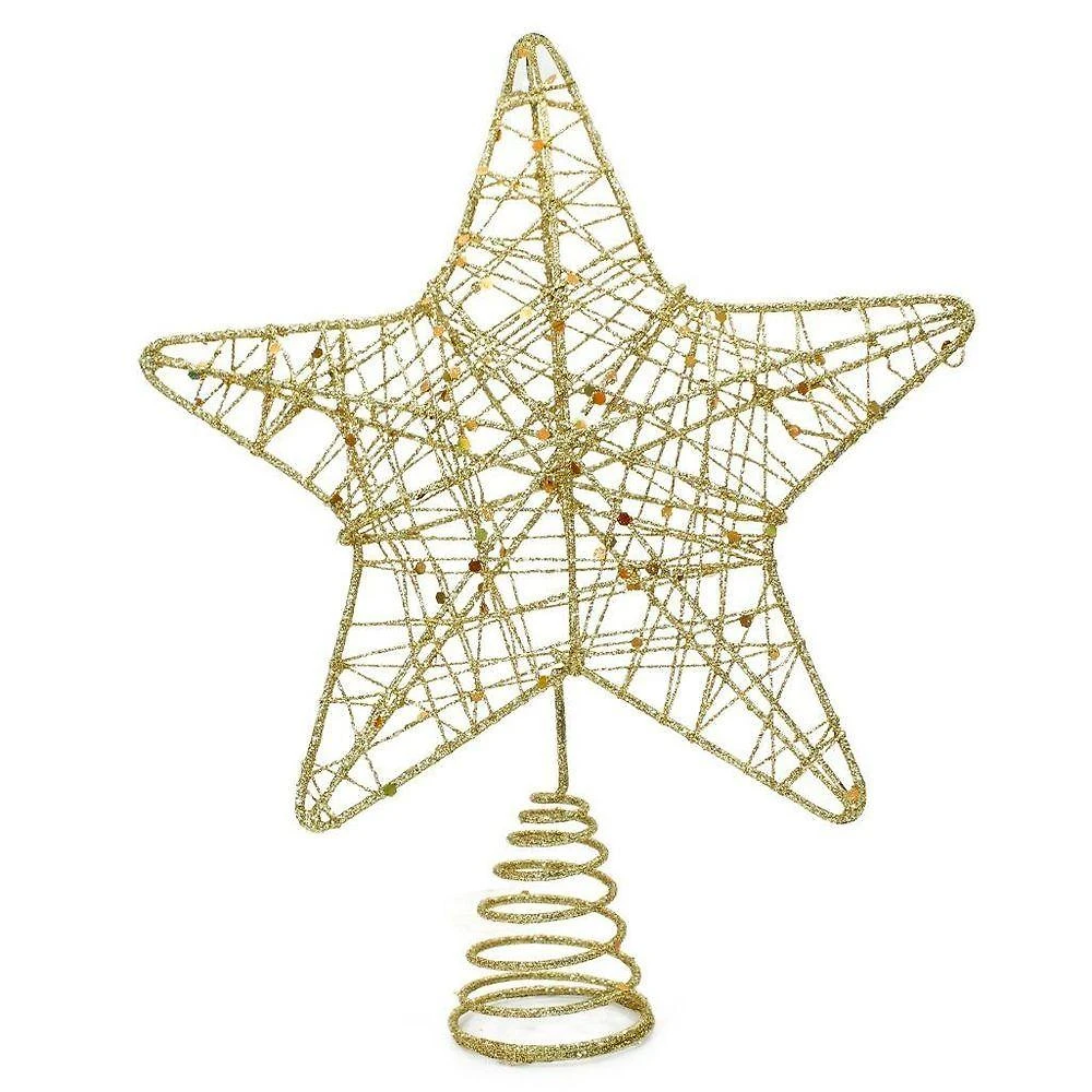 Ponteira De árvore Estrela Aramada Dourada 21cm