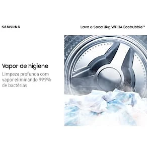 Lava e Seca Samsung WD11A 3 em 1 Inox Look com Ecobubble e Lavagem a Seco WD11A4453BX – 11 kg 110V