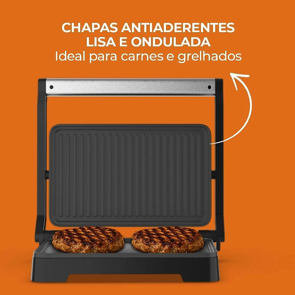 Grill elétrico cadence click inox 220v grl200