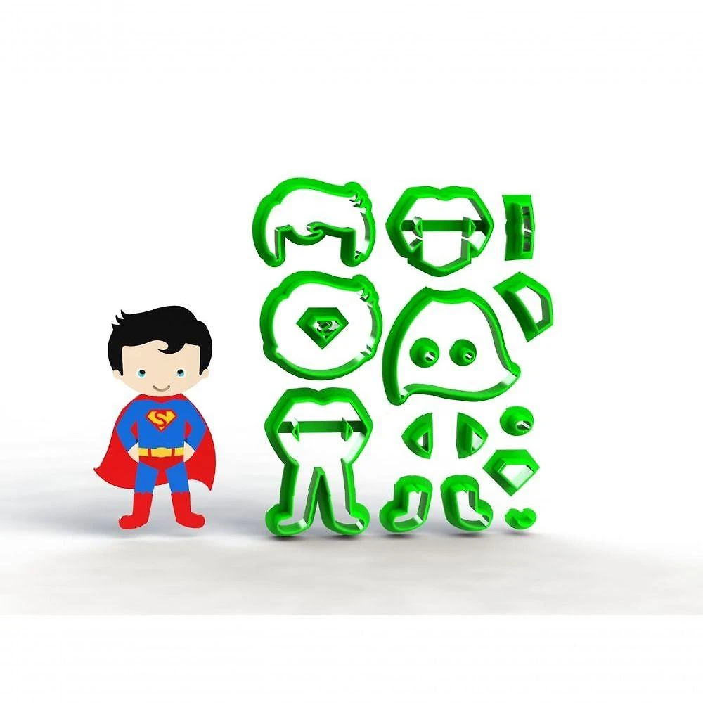 Cortador Superman Super Homem Corpo Cute Modular Plástico PLA Transparente 6CM HB Formas