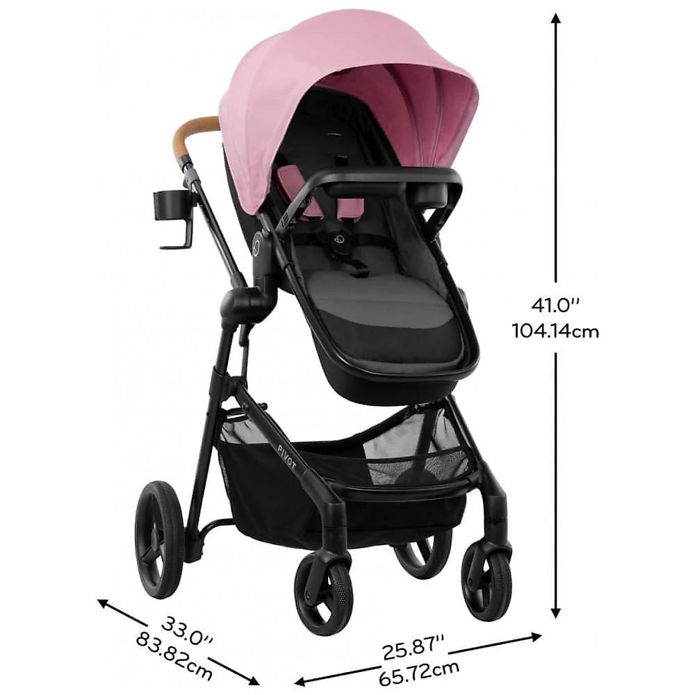 Sistema de Viagem Evenflo Pivot NXT com Bebê-Conforto LiteMax NXT 1,4–13,6 kg Carrinho Modular 6 Modos Rosa