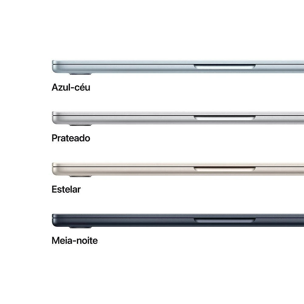 MacBook Air Apple 13" Chip M5, CPU de 10 Núcleos, GPU de 10 Núcleos, Neural Engine de 16 Núcleos, 1TB, Meia-Noite - MDHF4BZ/A