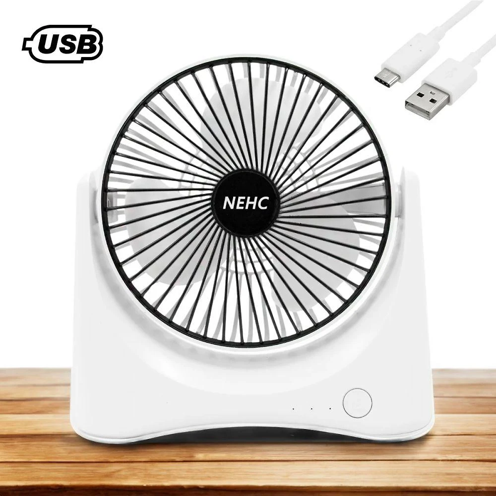 Mini Ventilador Portátil Usb Recarregável De Mesa 3 Velocidades Preto