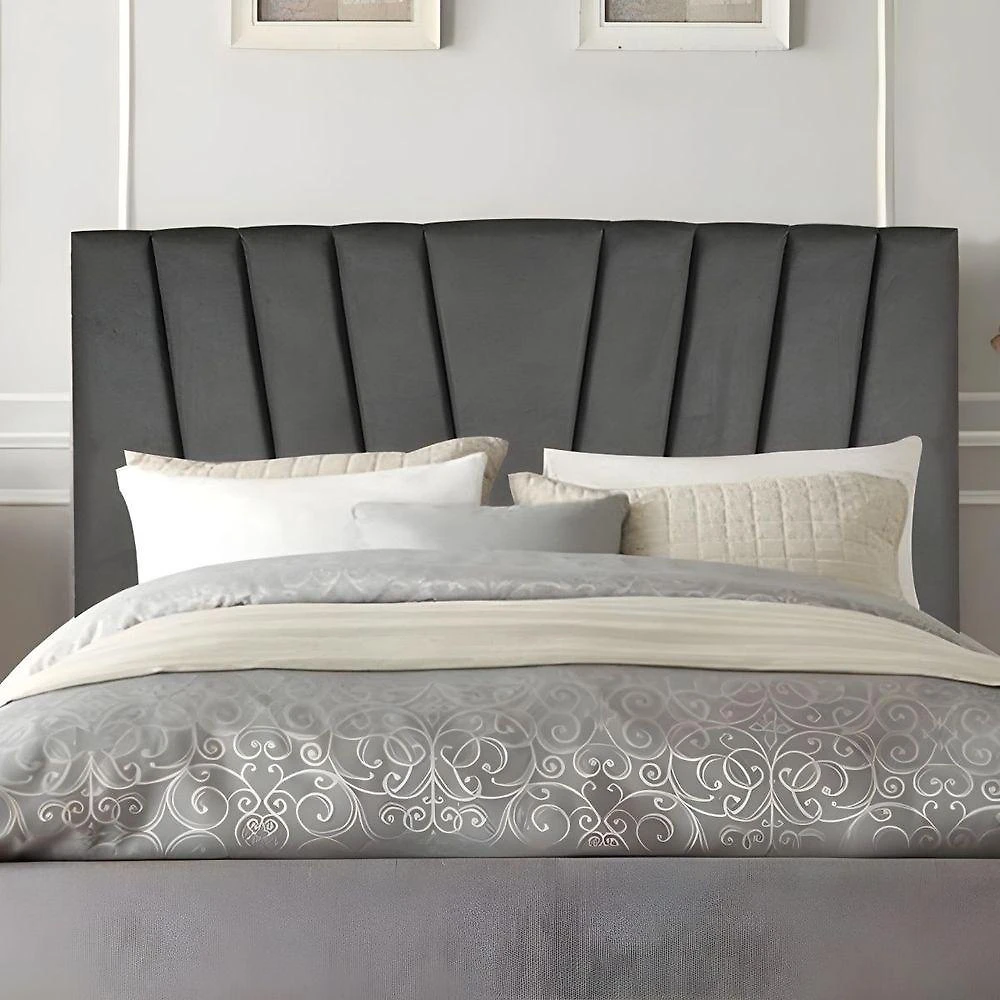 Cabeceira Casal Queen Size Cama Estofada 160 Cm Emma Corino Cinza
