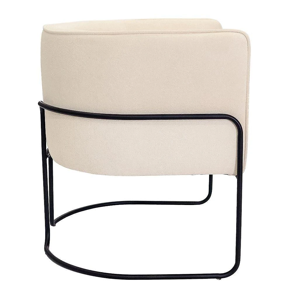 Kit 02 Poltronas Decorativas Betina Base Aço Preto Bouclé Off White - Nexta Casa