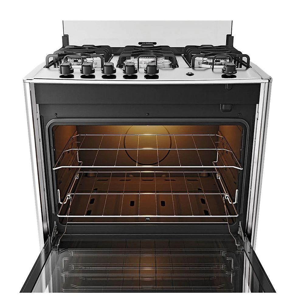 Fogão 5 Bocas Com Mesa Inox Dako Magister Preto Bivolt