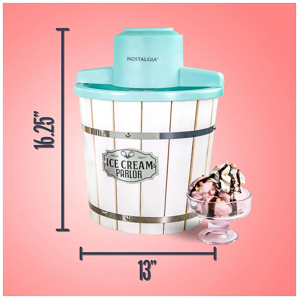 Máquina de Sorvete Elétrica Estilo Parlor Nostalgia, Sorvete Macio à Moda Antiga que Faz Frozen Yogurt ou Gelato em Minutos