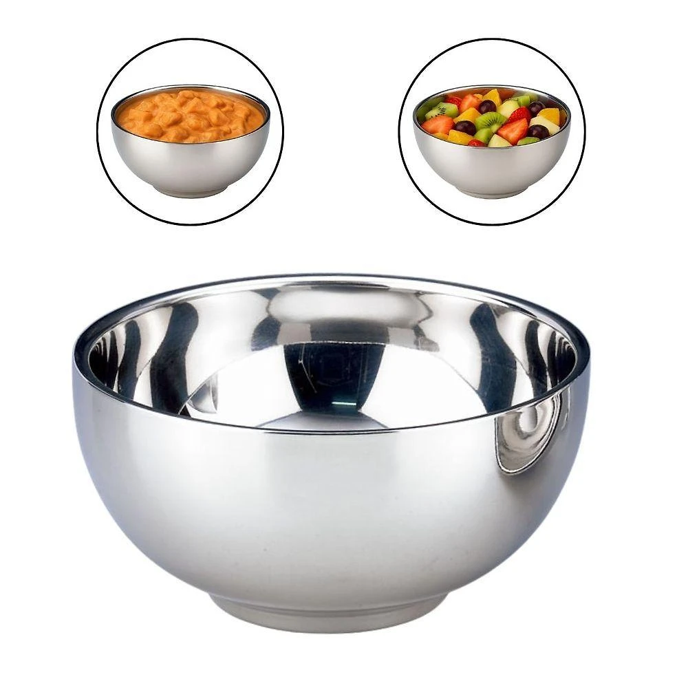 Tigela Inox Lisa Dupla Camada 14CM com Isolamento Térmico para Alimentos Quentes e Frios Inox Losan