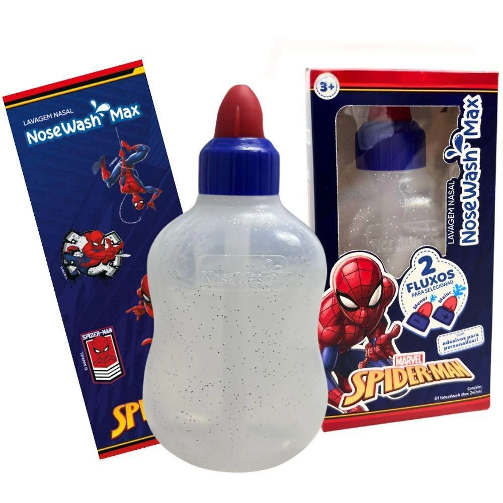 Dispositivo para Lavagem Nasal Agpmed Nosewash Max Spider Man 240ML com Bico Removível