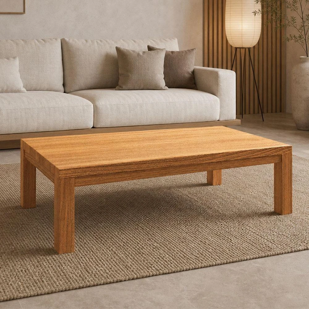 Mesa de Centro Dunia F06 Retangular Madeira Maciça 120CM Rústico Lyam Decor