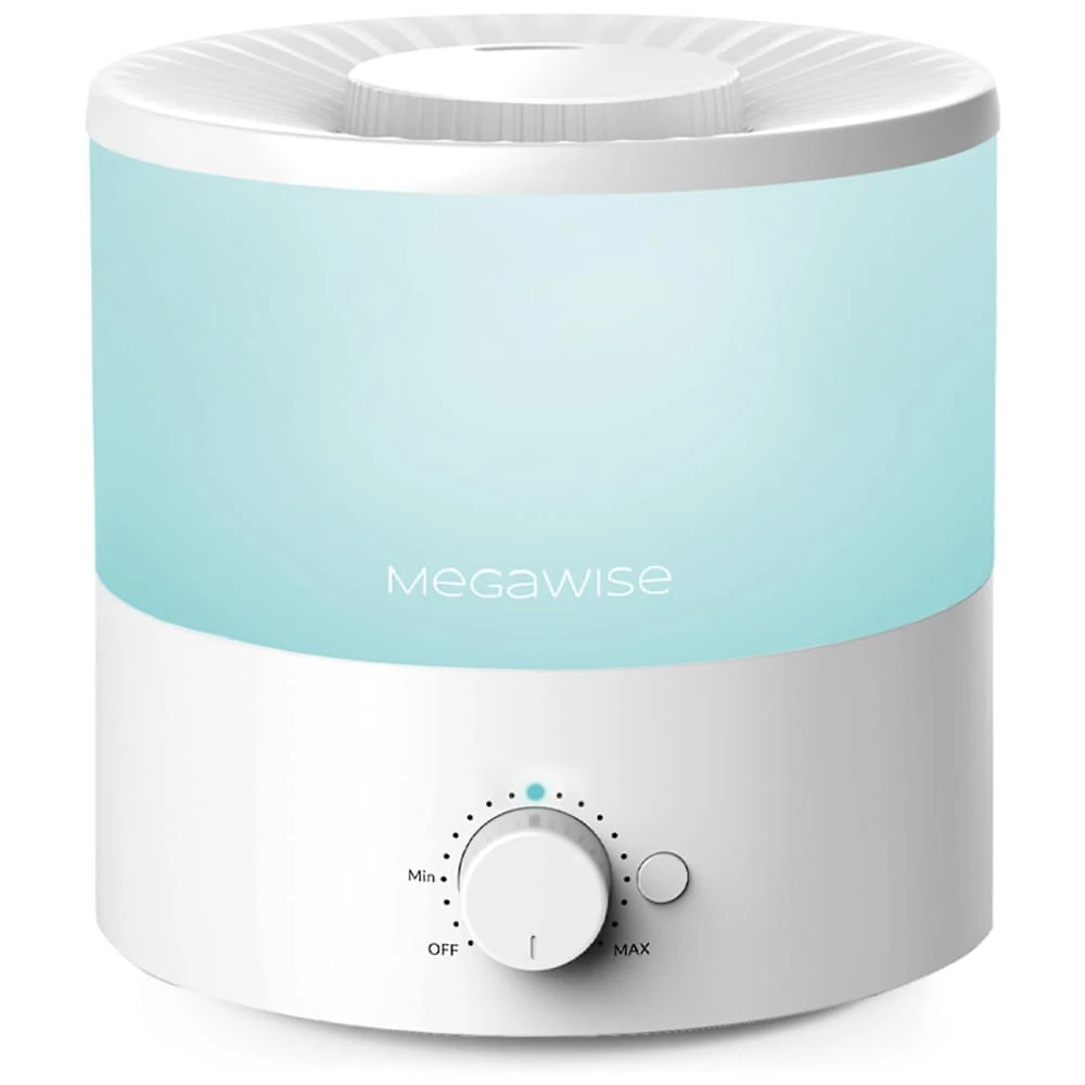 Umidificador 1,9L com Difusor de Óleo, Saída de Névoa Ajustável, Fácil de Limpar e Autonomia da Bateria até 10H, 110V 15W, MEGAWISE, Branco