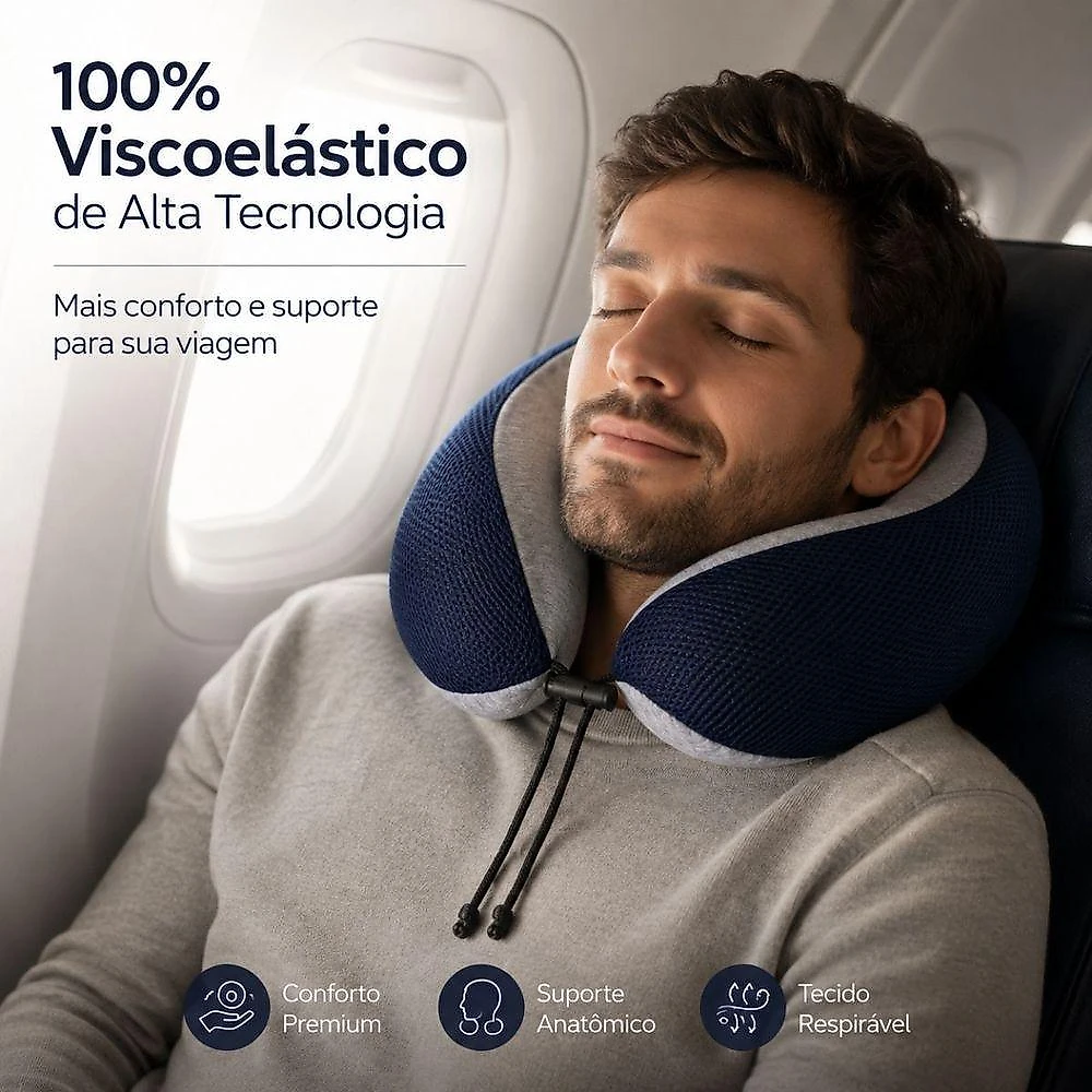 Almofada de Pescoço para Viagem Viscoelástico Apoio Cervical Polo King