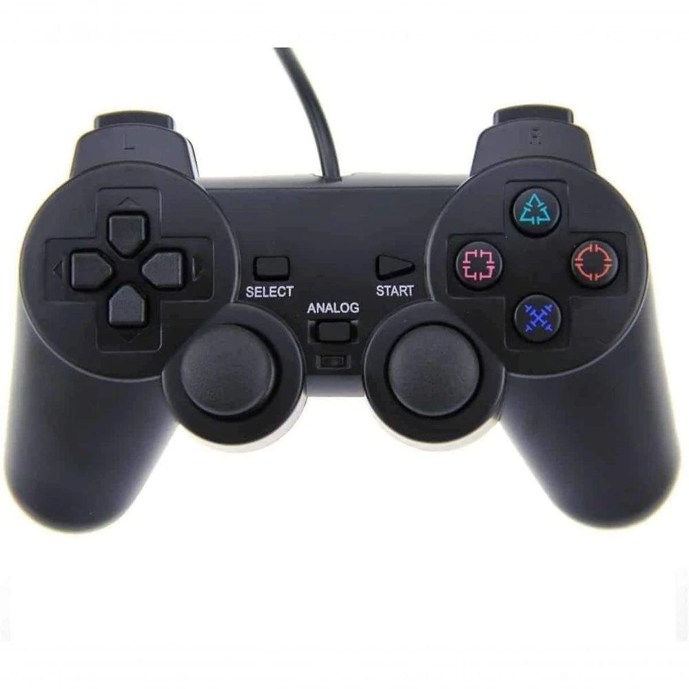 Controle Aquilae Dualshock Compatível com Playstation 2 com Fio Preto