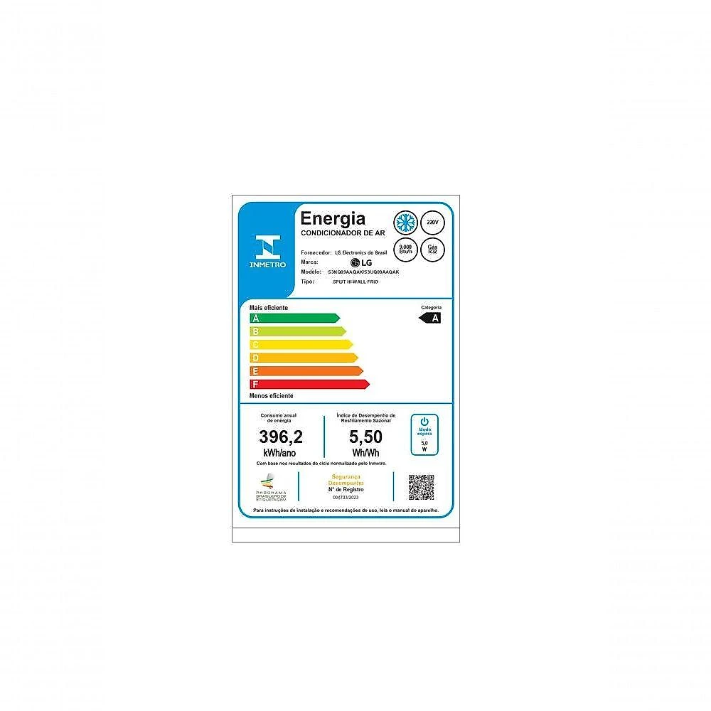 Ar Condicionado Split Hi Wall LG Dual Inverter Compact AI 9.000 Btus Frio 220V R-32
