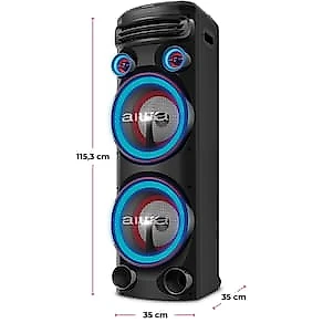 Torre de Som AIWA T2W-02 2300W Woofers 10" Bluetooth RGB Bivolt