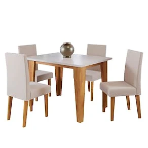 Miniatura Mesa de Jantar Retangular Viero Latina Venus com 4 Cadeiras Estofadas