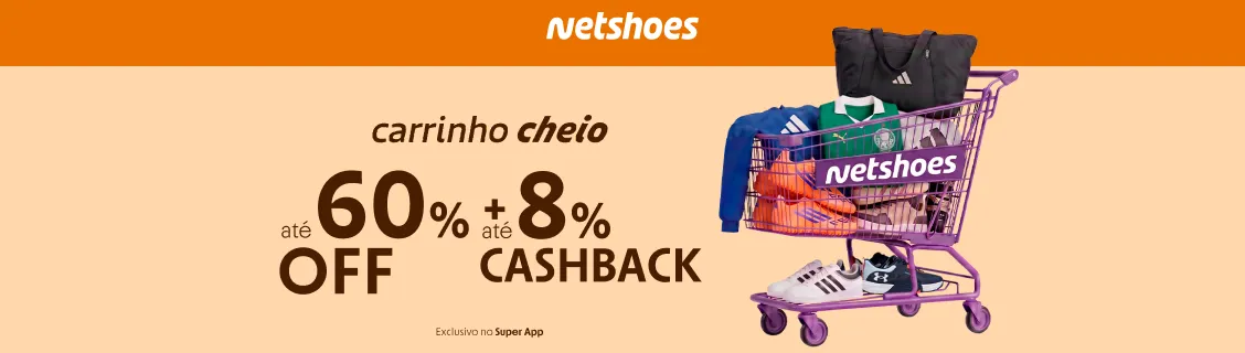 Netshoes com até 8% de cashback