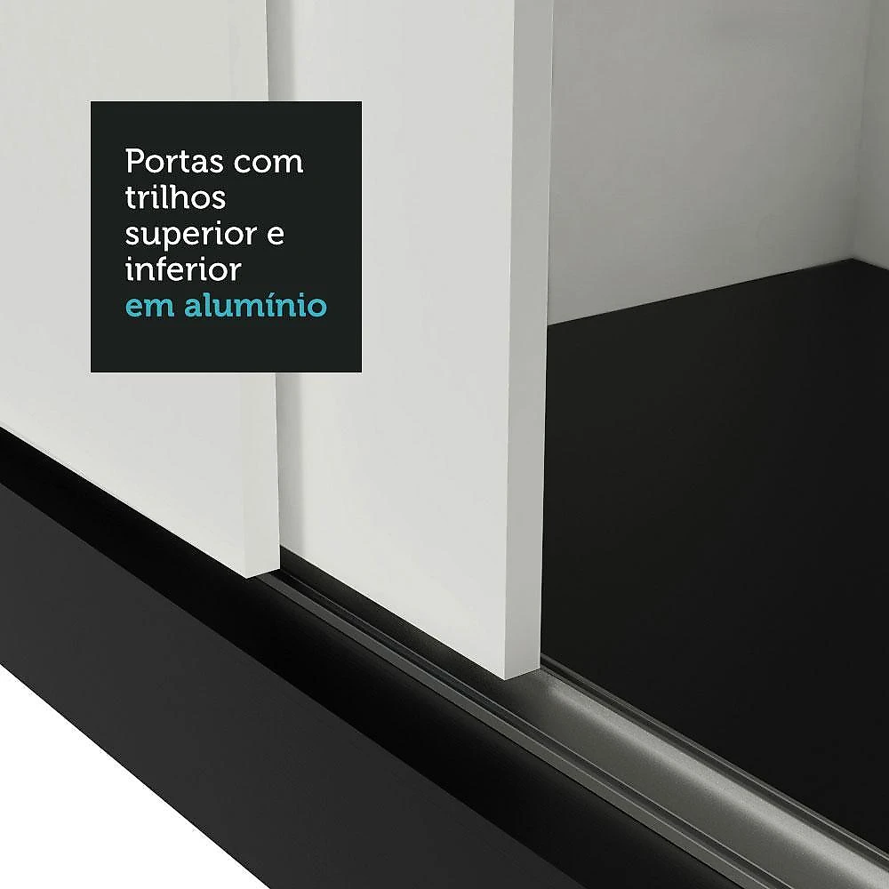 Guarda-roupa solteiro 2 portas de correr 2 gavetas vivare madesa preto