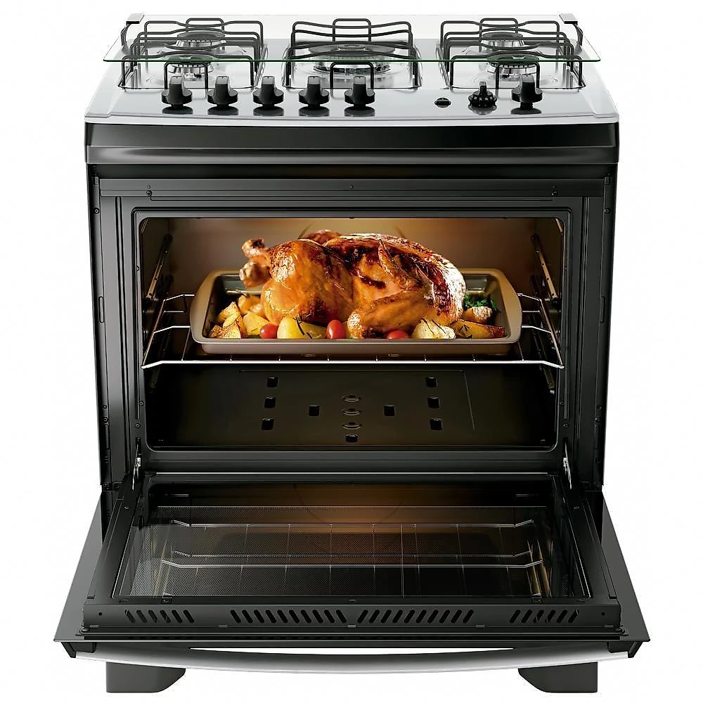 Fogão 5 Bocas Dako Supreme Mesa de Inox e Timer Bivolt - Preto