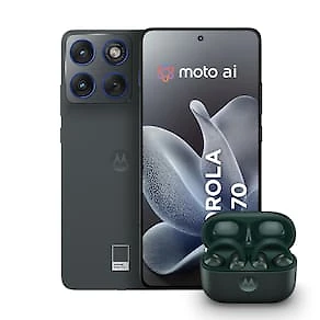 Smartphone Motorola Edge 70 256GB 5G Cinza + Fone Moto Buds Loop Bluetooth Verde