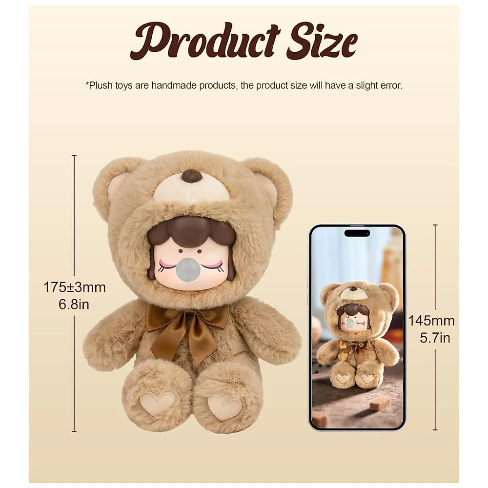 Pelúcia Surpresa ROBOTIME Nanci Blind Box Urso Colecionável 18cm, Anime, Sortido, Cartão Personagem, Plush Colorido Tema Chocolate